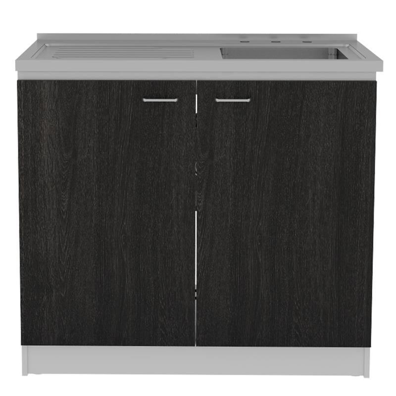 Tuhome Furniture Napoles Engineered Wood Cabinet with Utility Sink in Espresso