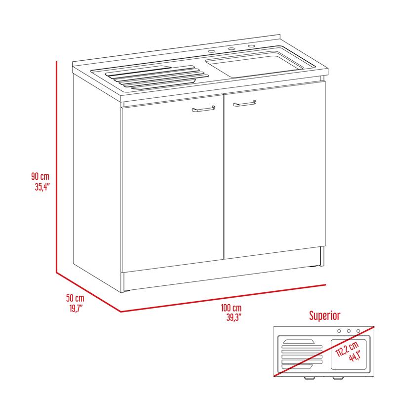 Tuhome Furniture Napoles Engineered Wood Cabinet with Utility Sink in Espresso