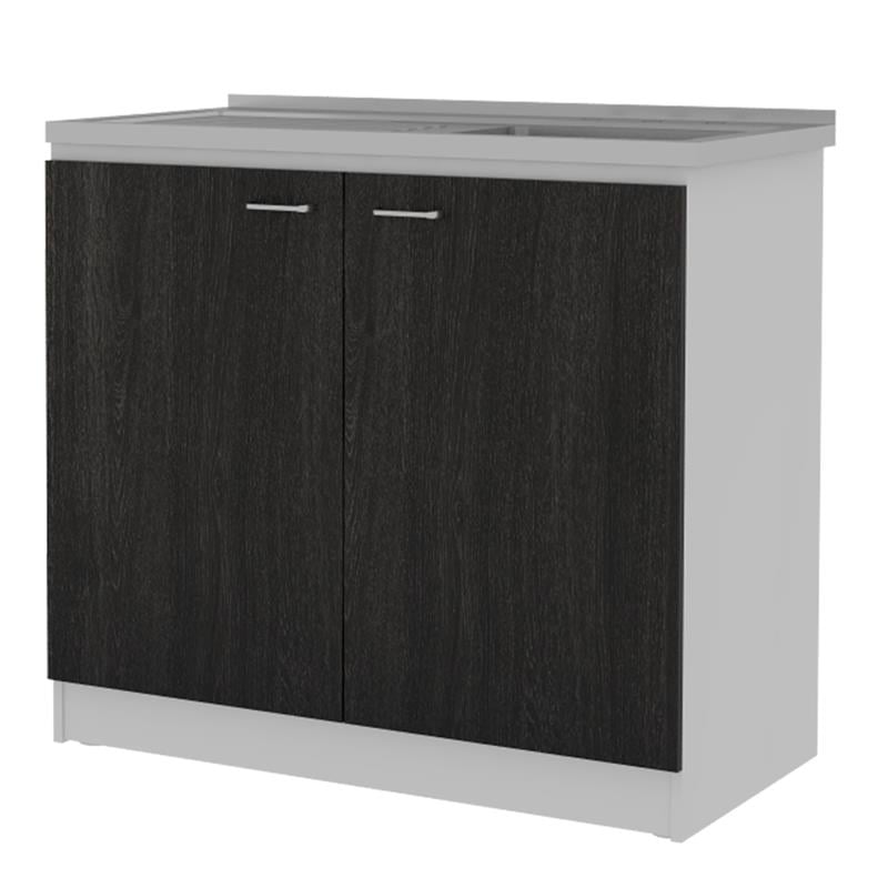 Tuhome Furniture Napoles Engineered Wood Cabinet with Utility Sink in Espresso