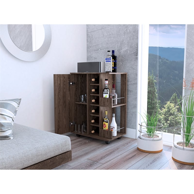 TUHOME Bar Cart  Engineered Wood Bar Carts in  Brown