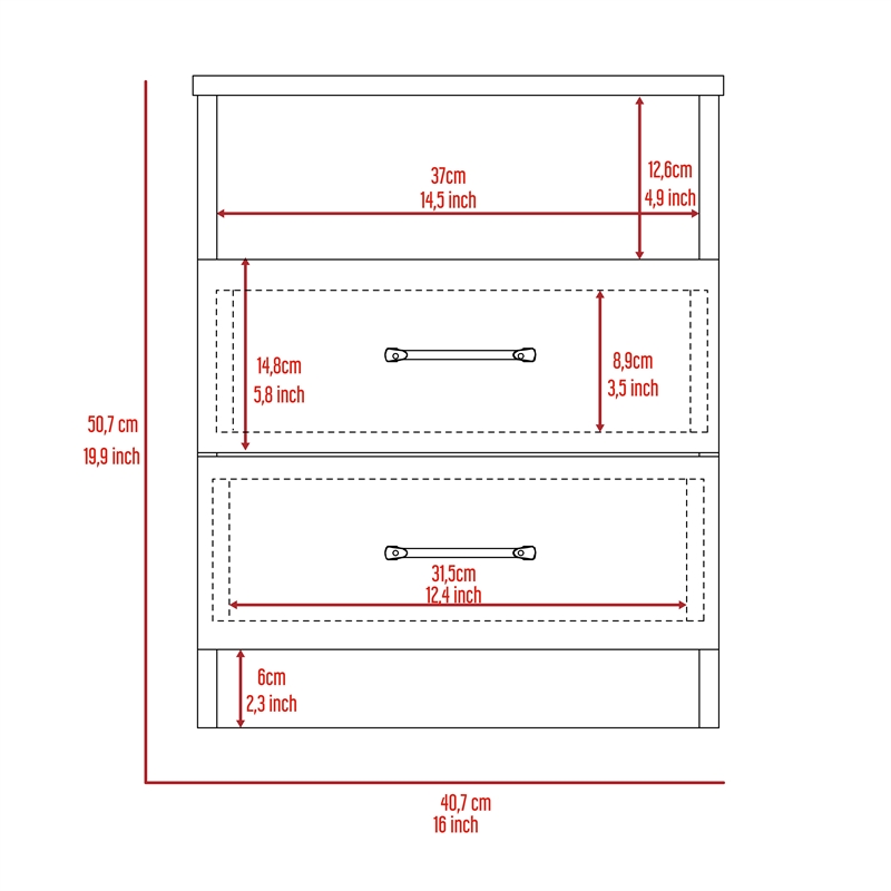 Tuhome Napoles 2 Drawer Night Stand Espresso
