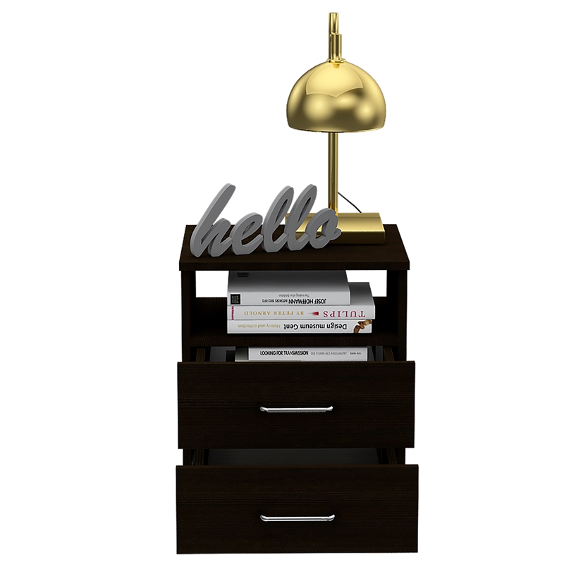 Tuhome Napoles 2 Drawer Night Stand Espresso