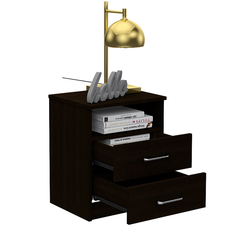 Tuhome Napoles 2 Drawer Night Stand Espresso