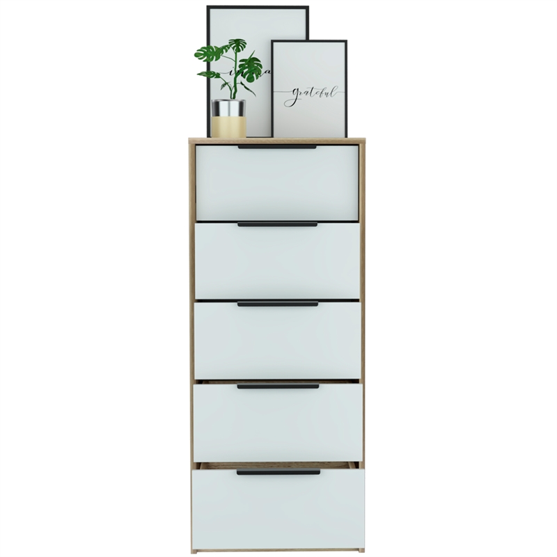TUHOME Kaia 5 Drawer Dresser  Engineered Wood Dressers in  Multi-color