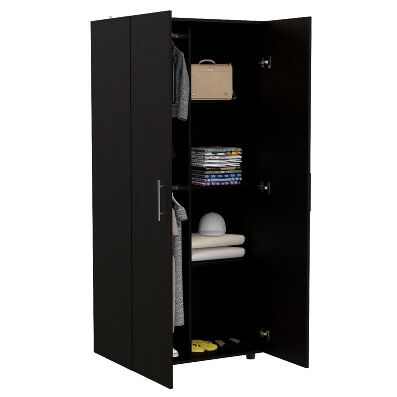 Tuhome Black Contemporary Engineered Wood Furniture Tera 70" 2 door armoire Cymax Business