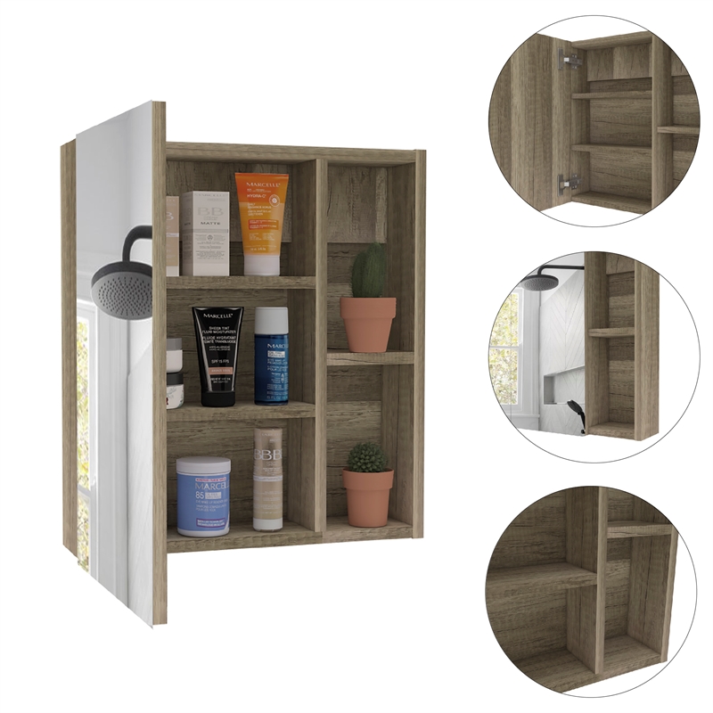 Tuhome Labelle Medicine Cabinet with Mirror- Mirrored - Engineered Wood