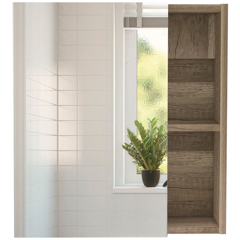 Tuhome Labelle Medicine Cabinet With Mirror Weathered Oak Glc4767