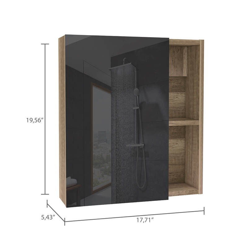 Tuhome Labelle Medicine Cabinet with Mirror- Mirrored - Engineered Wood