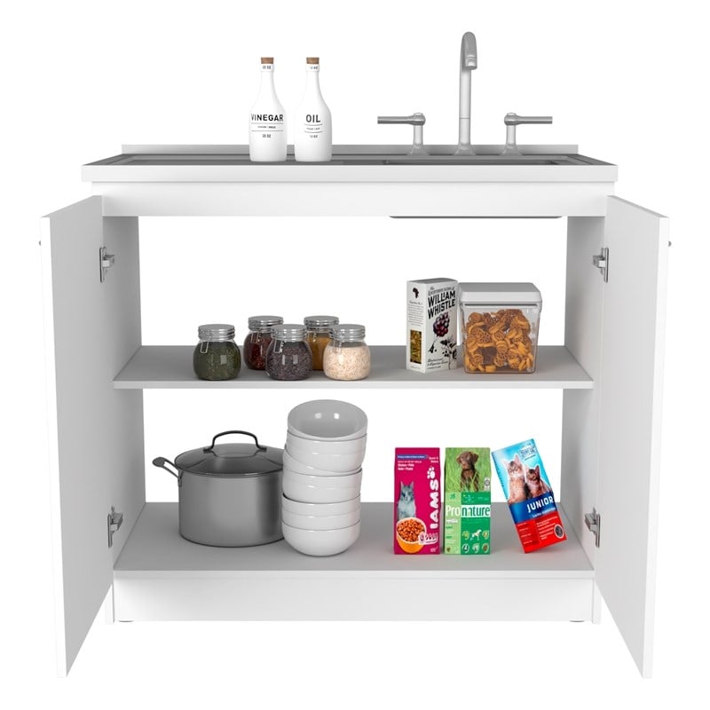 TuHome White Modern Engineered Wood Napoles Utility Sink