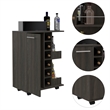 Tuhome Furniture Bar Cart Cabinet with 6-Cubbies and 2-Shelves in Espresso