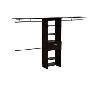 Tuhome Black Modern Engineered Wood Plego 70&quotW - 118&quotW Closet System
