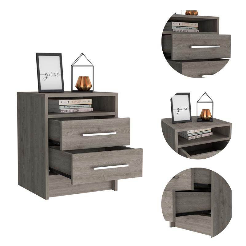 TUHOME Eter Nightstand  Engineered Wood Nightstands in  Gray