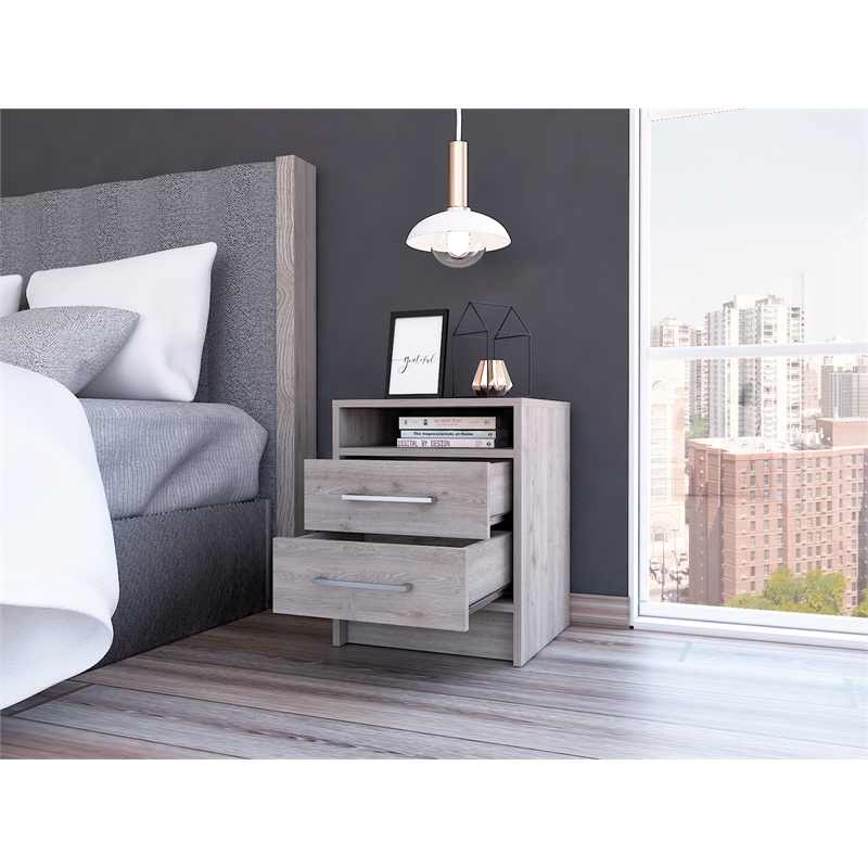 TUHOME Eter Nightstand  Engineered Wood Nightstands in  Gray