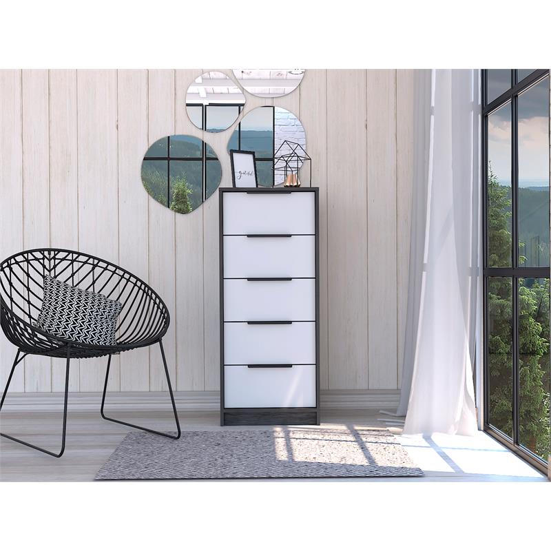 TUHOME Kaia 5 Drawer Dresser  Engineered Wood Dressers in  Multi-Color