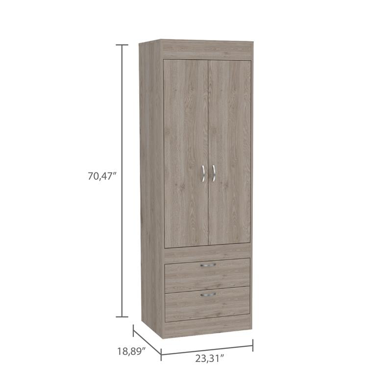 Tuhome Furniture Lisboa Engineered Wood 2-Drawers/2-Doors Armoire in Gray