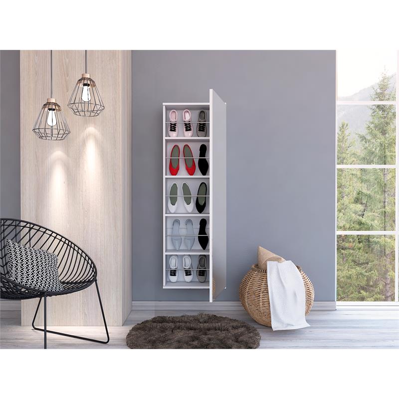 White Space-Saving Shoe Storage Cabinet