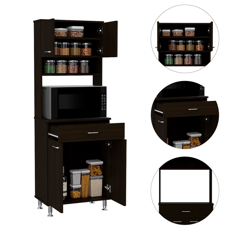 TUHOME Della 60 Kitchen Pantry Engineered Wood Pantries in  Black