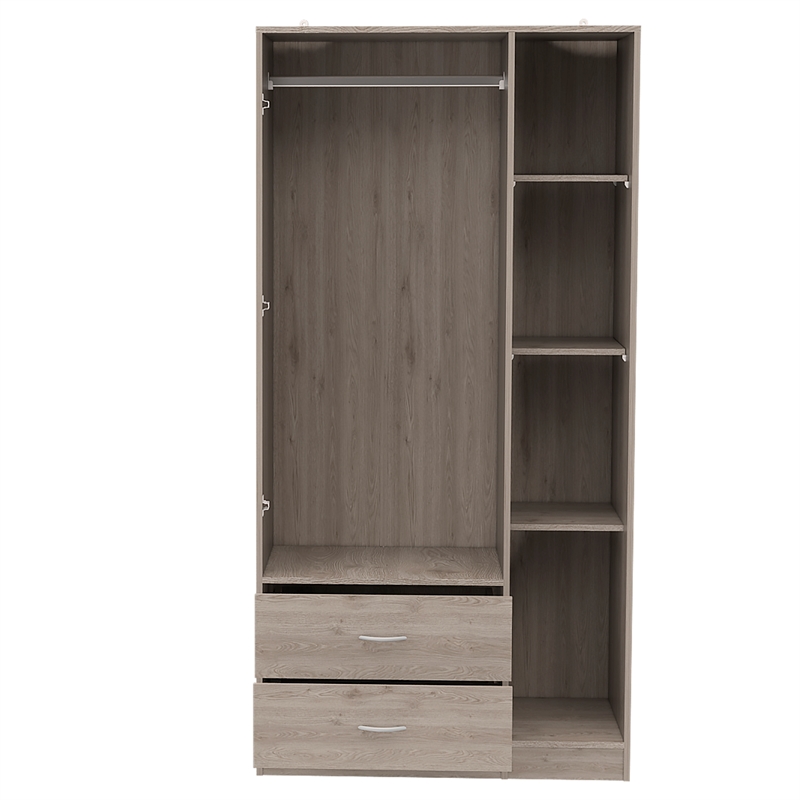 TUHOME Austral 3 Door Armoire Engineered Wood Armoires in  Gray