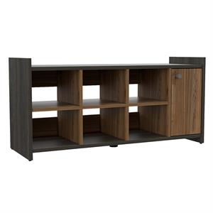tuhome modern wooden cubby shoe rack in mahogany
