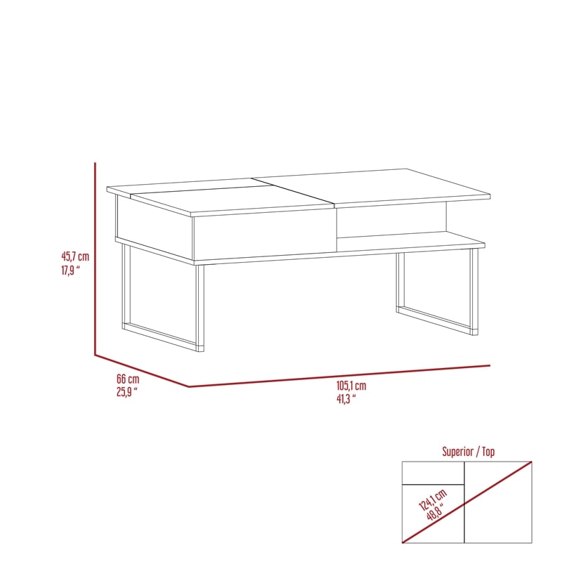 TUHOME Armin Lift Top Coffee Table Engineered Wood Coffee Tables in  Multi-color