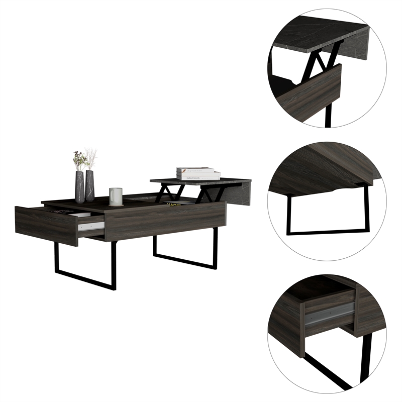 TUHOME Beyond Lift Top Coffee Table Engineered Wood in  Multi-color