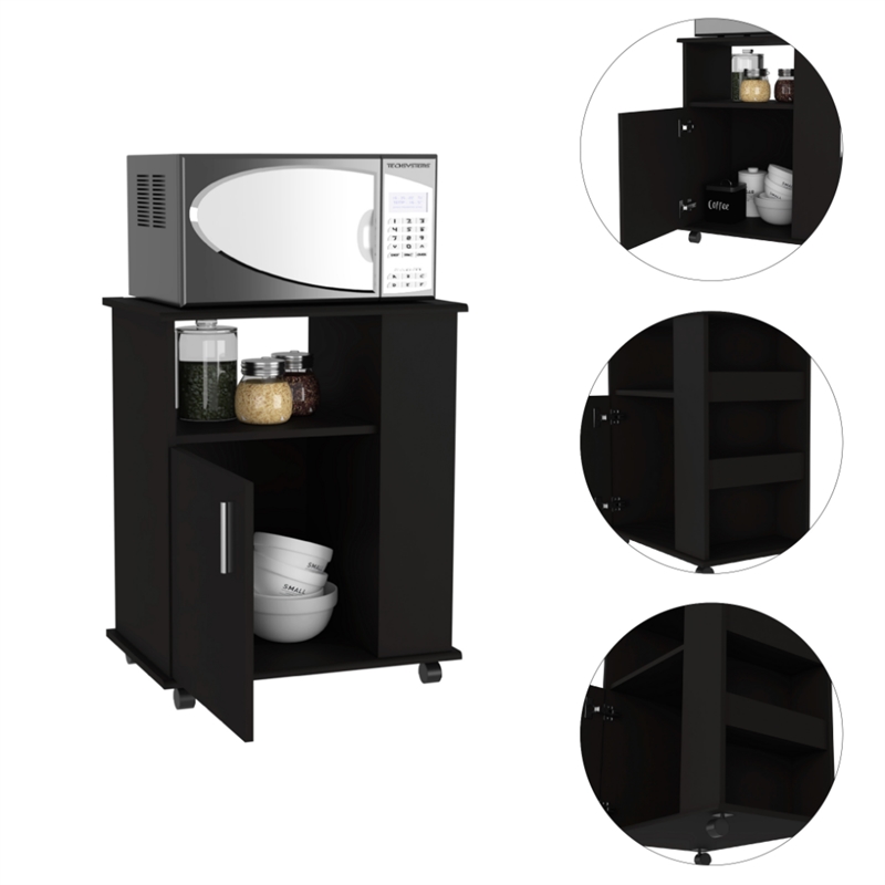 Tuhome Modern Engineered Wood Black Kit Lower Microwave Cabinet