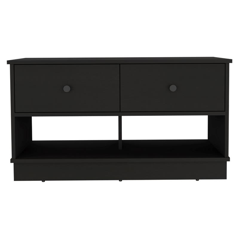 TUHOME Hamilton Storage Bench  Engineered Wood Entryway Benches in  Black