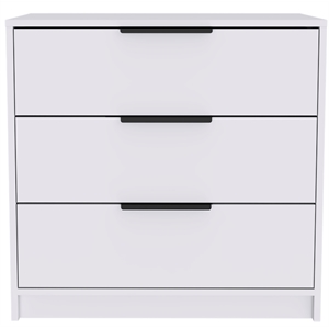 tuhome kaia 3 drawer dresser - white engineered wood - for bedroom
