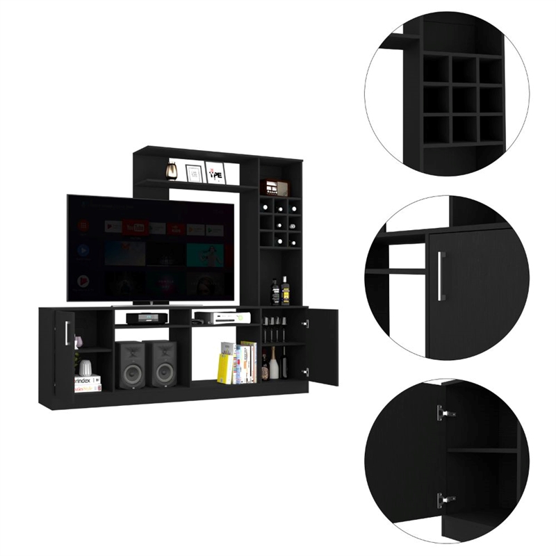 TUHOME Kava Entertainment Center  Engineered Wood  in  Black