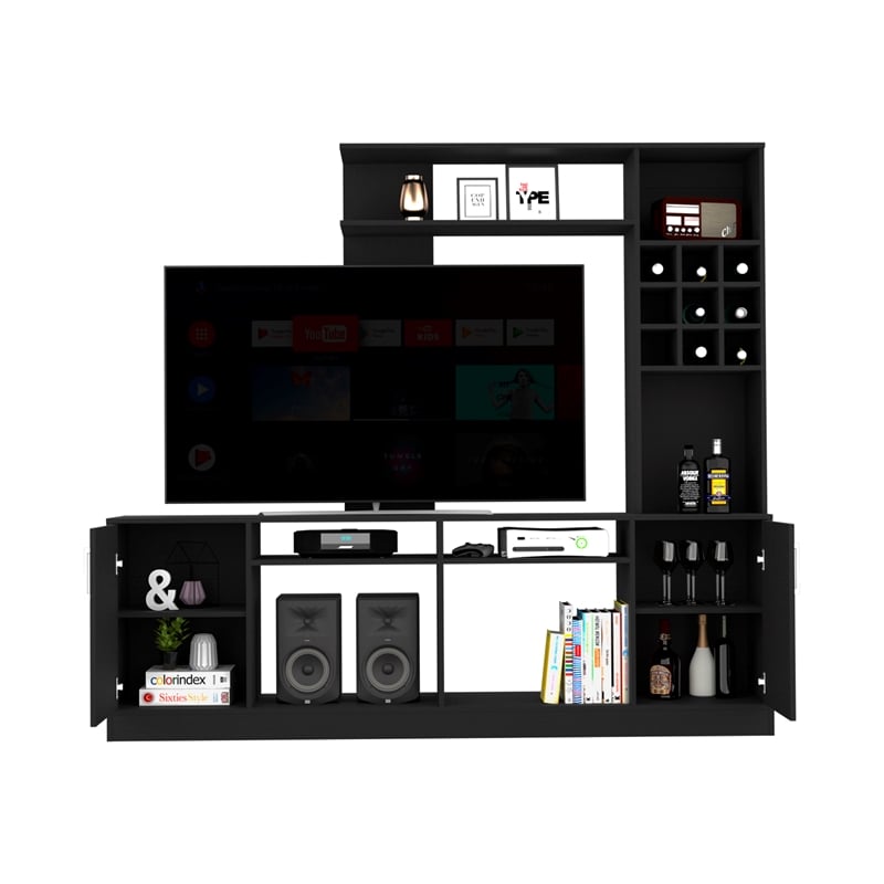 TUHOME Kava Entertainment Center  Engineered Wood  in  Black