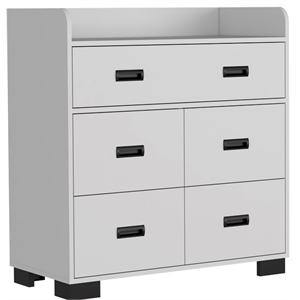 tuhome alyn dresser with 5 drawers- white engineered wood - for bedroom