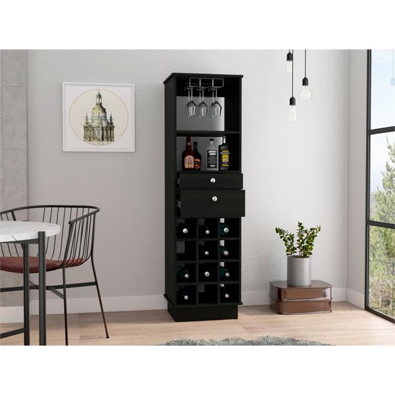 TUHOME Classic Bar Cabinet  Engineered Wood Bar Cabinets in  Black