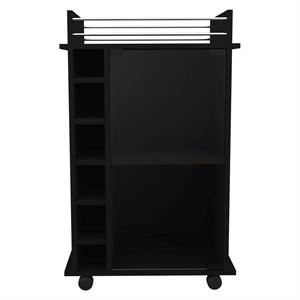 TUHOME Dukat Bar Cart Engineered Wood Bar Carts in  Black
