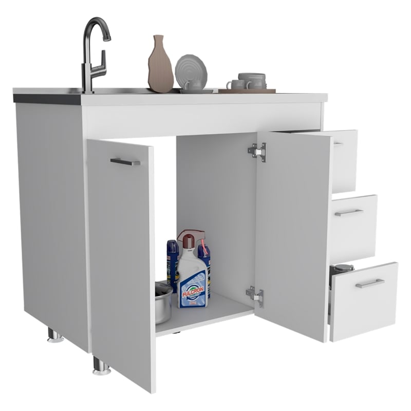 TUHOME Ferretti Base Cabinet Engineered Wood Cabinets in  White
