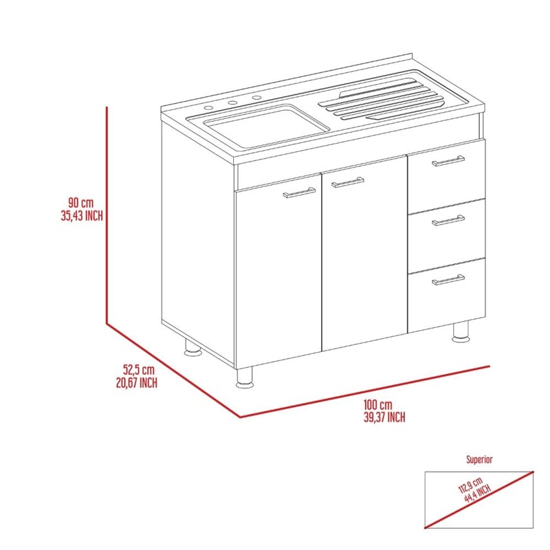 TUHOME Ferretti Base Cabinet Engineered Wood Cabinets in  White