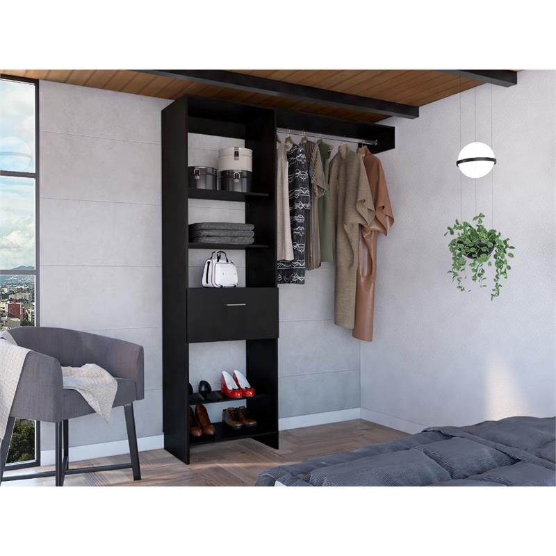 TUHOME Manchester 150 Closet System Engineered Wood Closet Systems in  Black