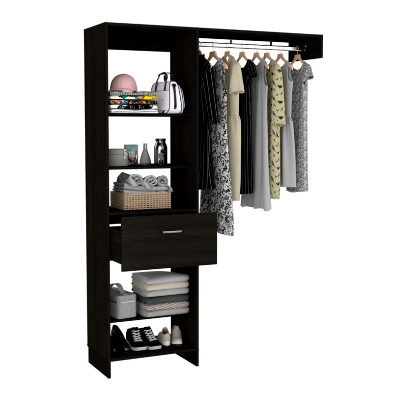 TUHOME Manchester 150 Closet System Engineered Wood Closet Systems in  Black