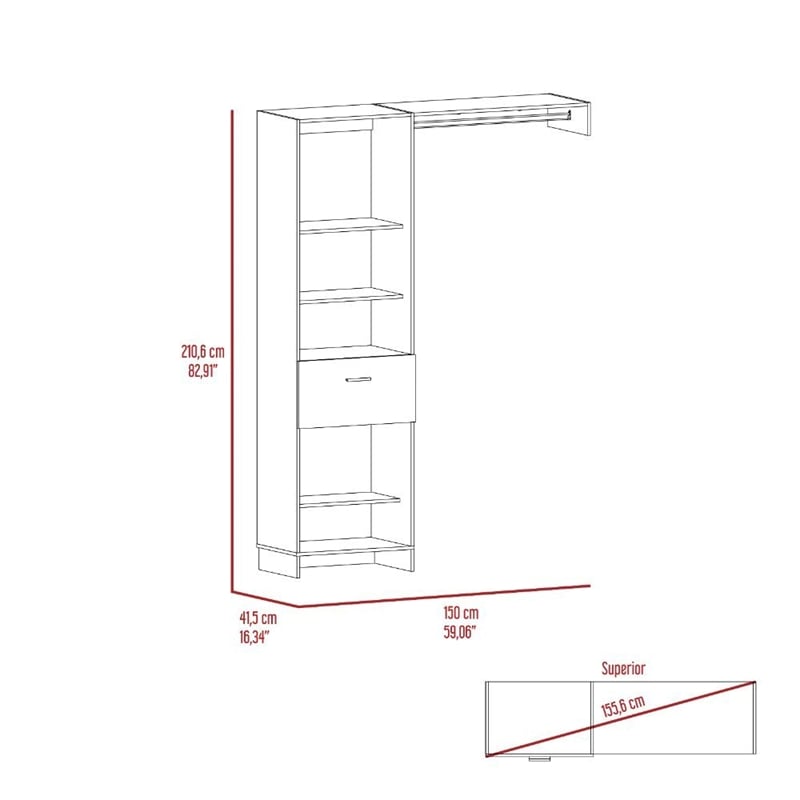 TUHOME Manchester 150 Closet System Engineered Wood Closet Systems in  Black