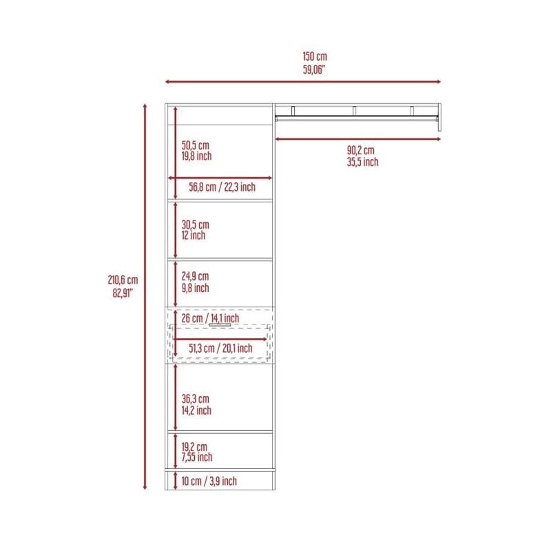 TUHOME Manchester 150 Closet System Engineered Wood Closet Systems in  Black