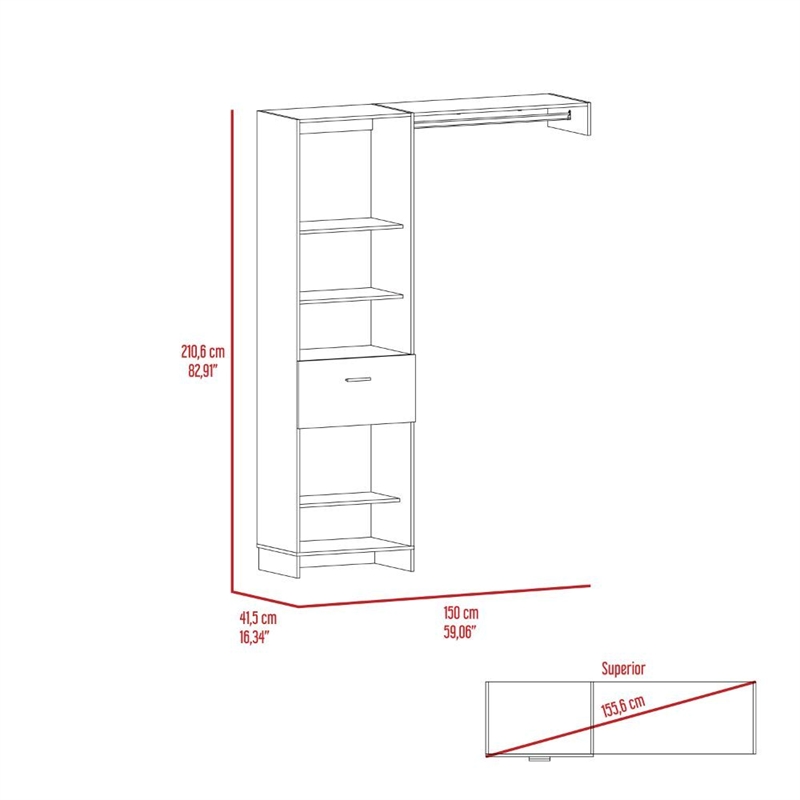 TUHOME Manchester 150 Closet System  Engineered Wood Closet Systems in  White