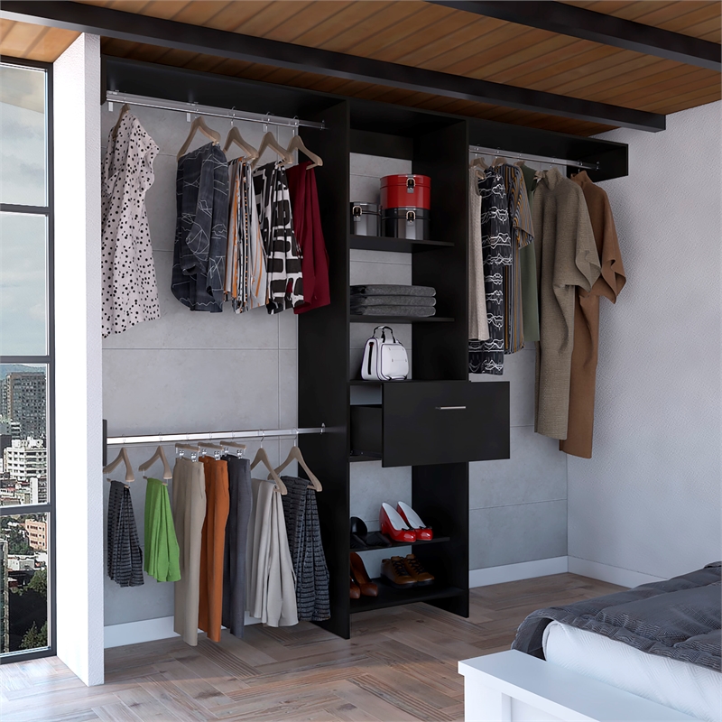 TUHOME Manchester 250 Closet System -  Black - Engineered Wood