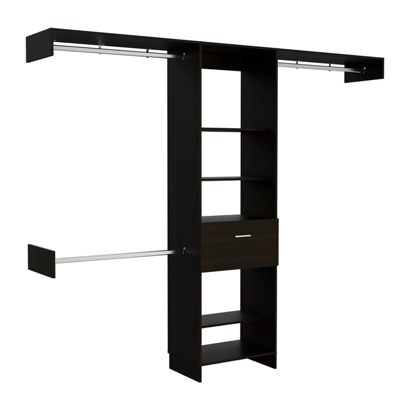 TUHOME Manchester 250 Closet System -  Black - Engineered Wood