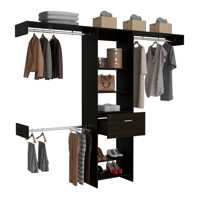 TUHOME Manchester 250 Closet System -  Black - Engineered Wood