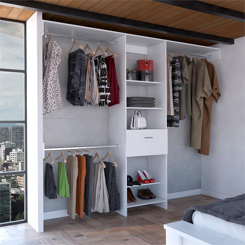 TUHOME Manchester 250 Closet System - Color White -Engineered Wood