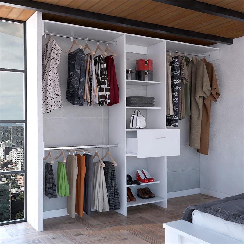 TUHOME Manchester 250 Closet System - Color White -Engineered Wood