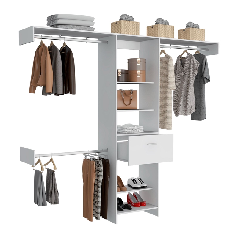 TUHOME Manchester 250 Closet System - Color White -Engineered Wood