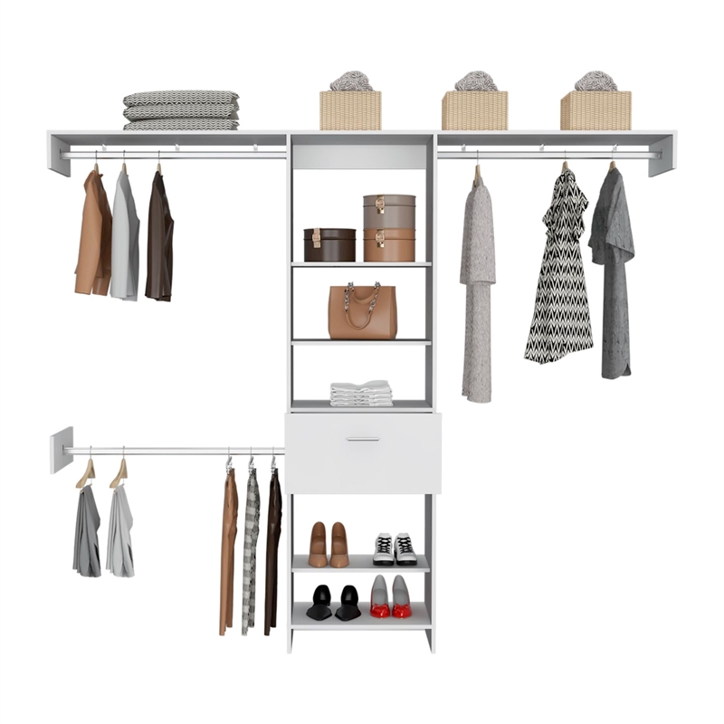 TUHOME Manchester 250 Closet System - Color White -Engineered Wood