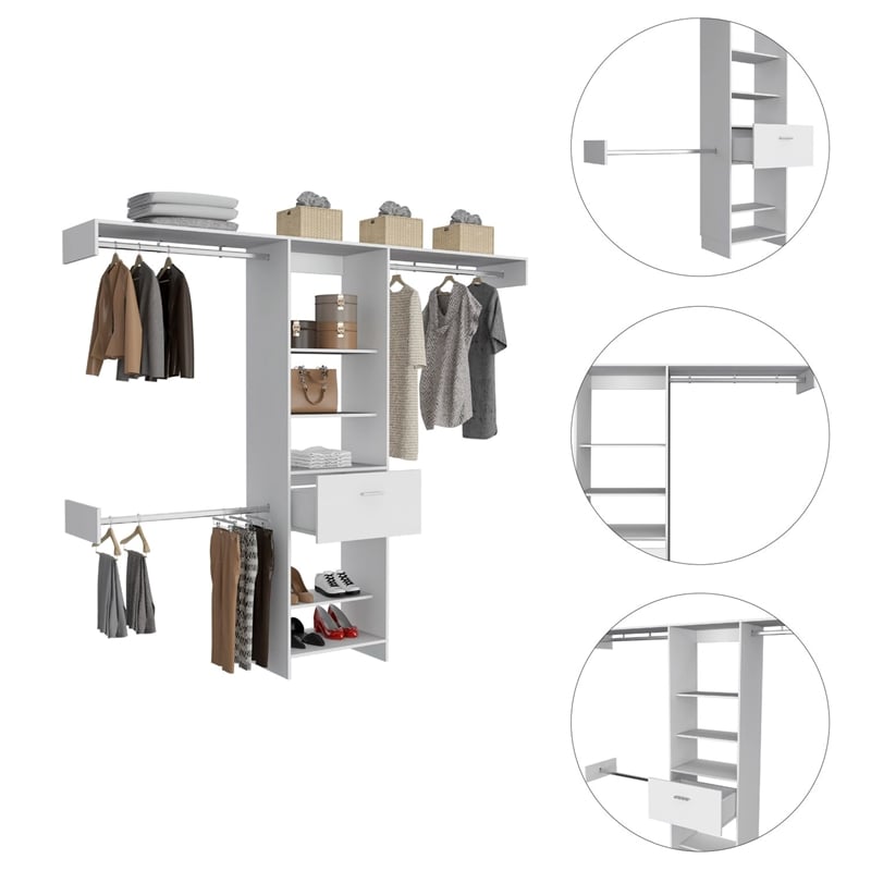TUHOME Manchester 250 Closet System - Color White -Engineered Wood