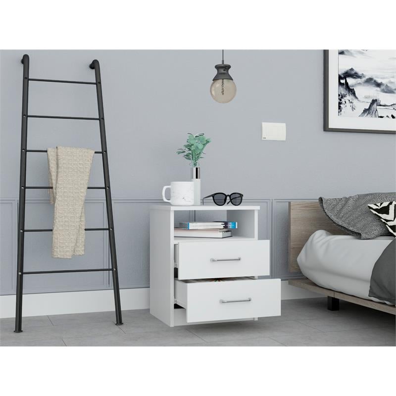 TUHOME Napoles Night Stand - White  Engineered Wood - For Bedroom