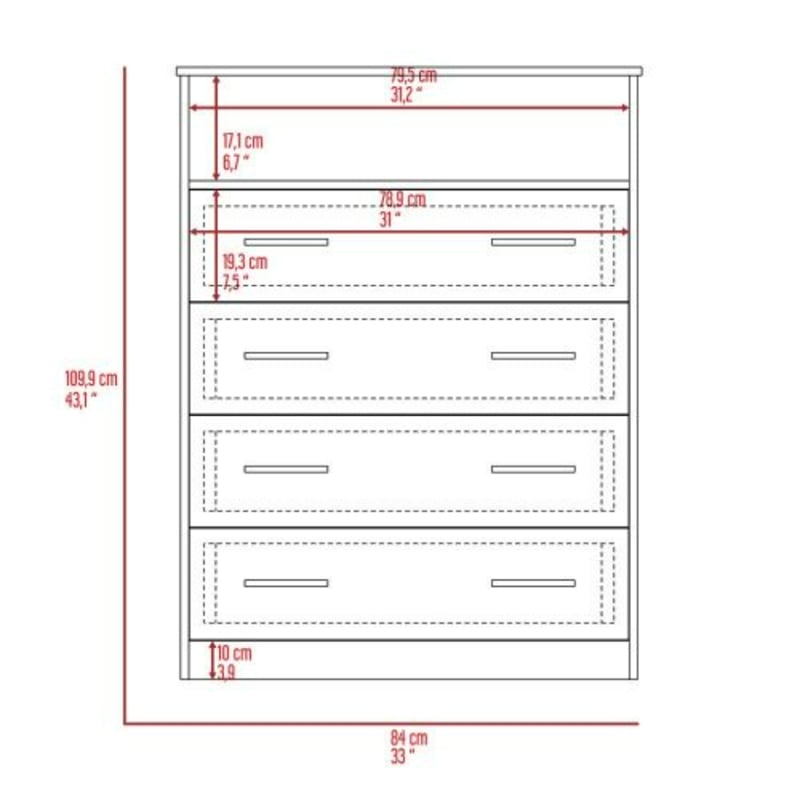 Tuhome Furniture Peru L Engineered Wood 4-Drawers Bedroom Dresser in Black